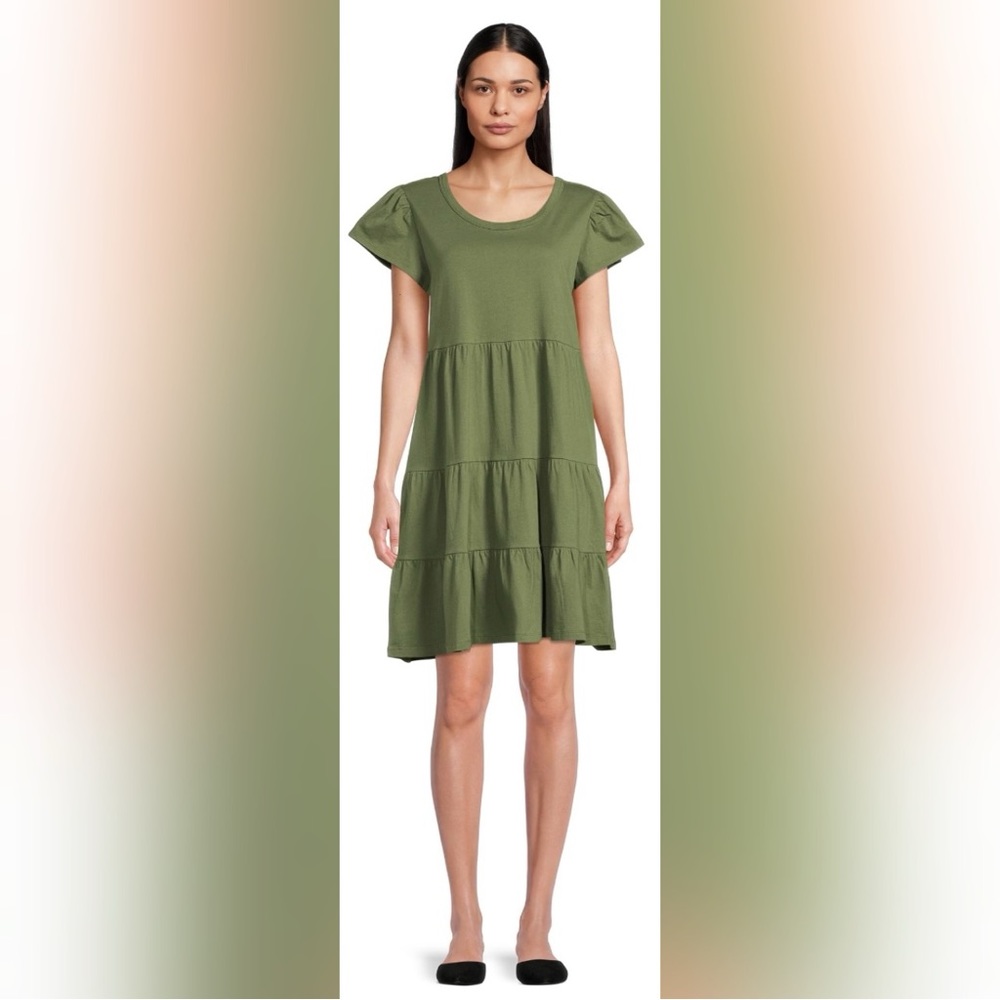 Women's Short Sleeve Tiered Knit Dress‎